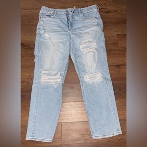 American Eagle Outfitters Light Blue Distressed Straight Leg Pants